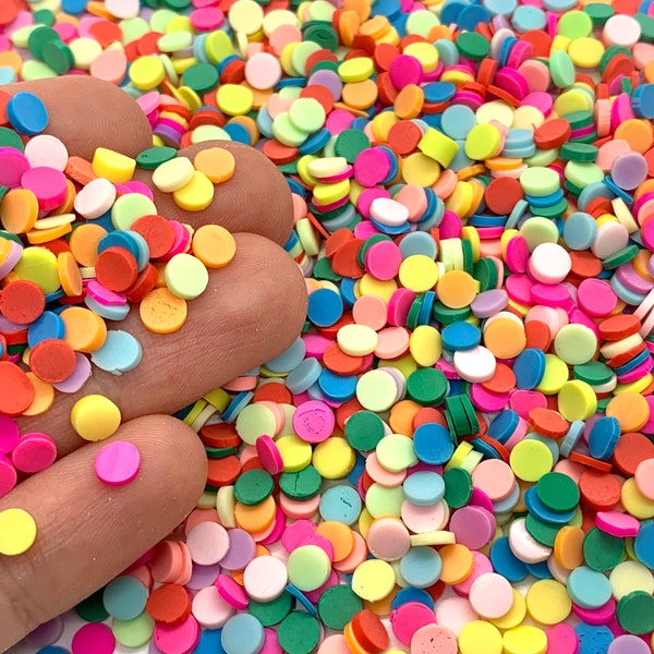 Rainbow Round Fake Sprinkles - Polymer Clay Slime, Decoden, or Fake Bake Supplies