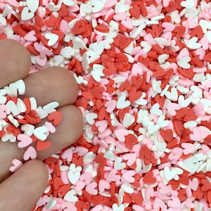Hearts Fake Sprinkles - Valentine’s Day Clay Sprinkles for Slime or Resin Inclusions - Fimo Polymer Faux Sprinkle Mix