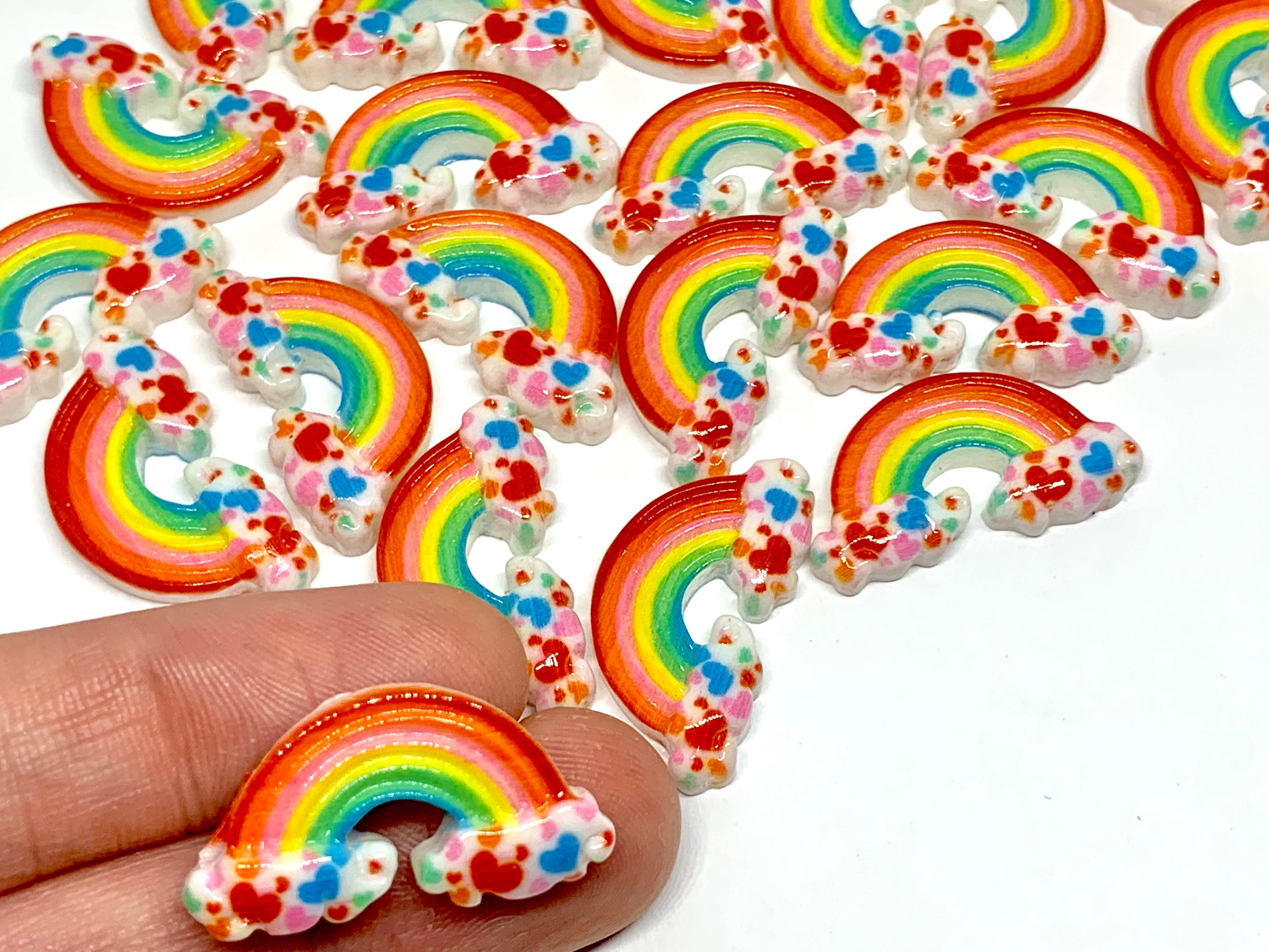 10pcs Rainbow Cabochons Cute Flatback Charms for Slime Kawaii Resin Cabochon  Decoden Craft Supplies 