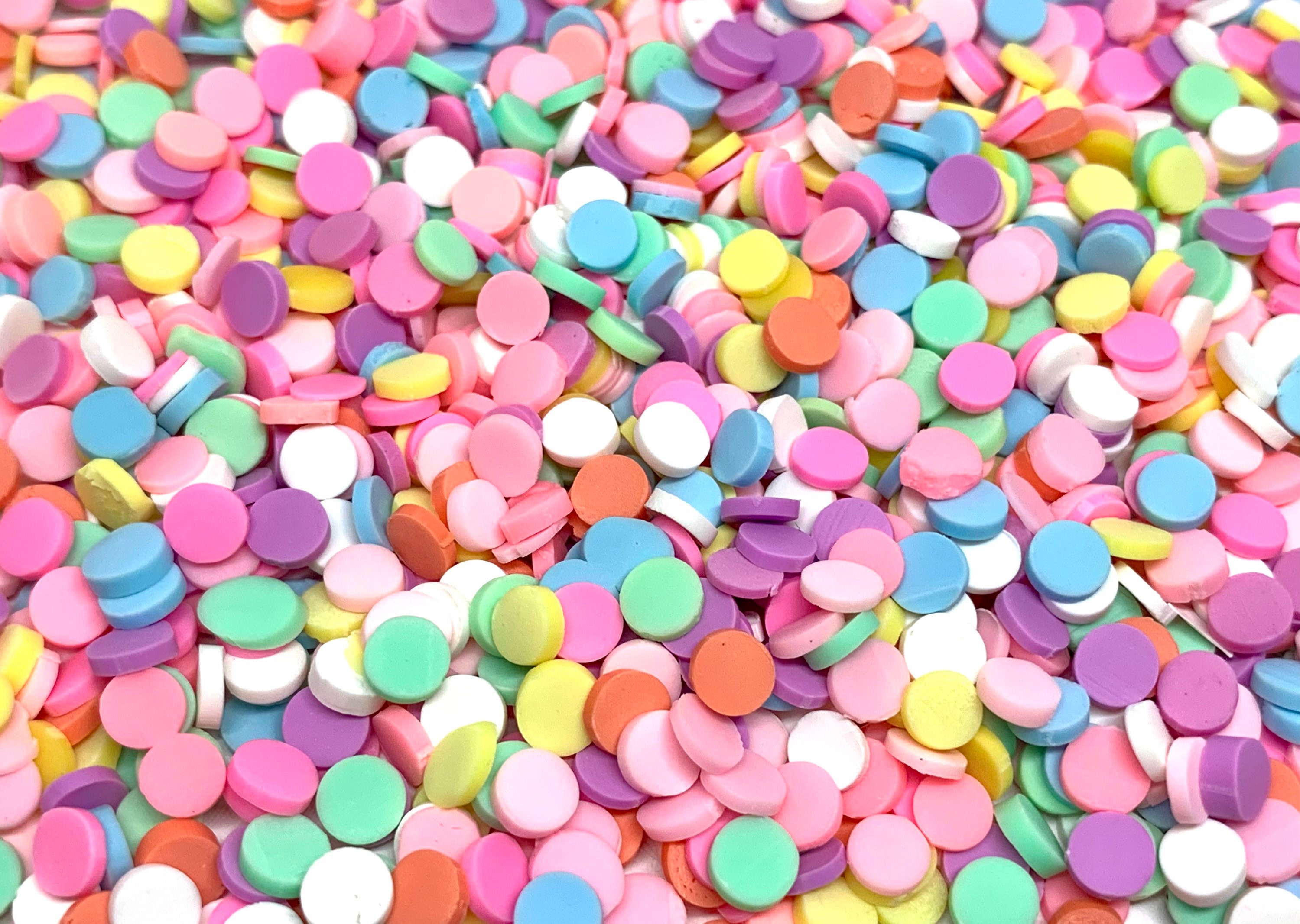Hollow Round Polymer Clay Sprinkles | Circle Fimo Confetti | Fake Toppings  for Faux Food Craft | Kawaii Sweet Deco (Assorted Mix / 5 grams)