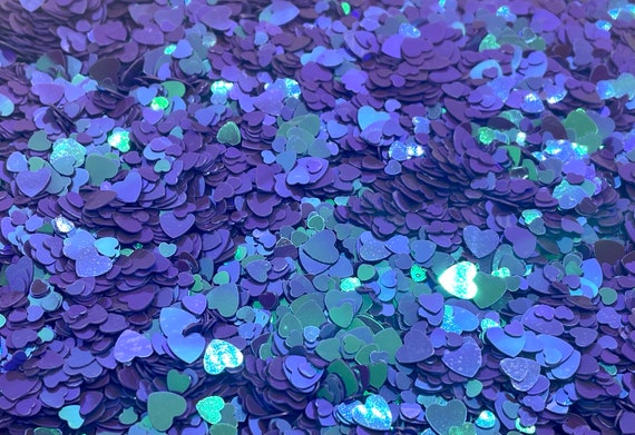 Dark Purple Heart Glitter - 5g to 50g Sparkles - Hearts Sequins