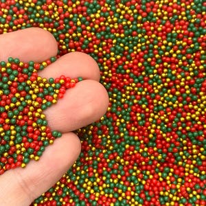 Fake Christmas Nonpareils - Round Glass Candy Sprinkles for Slime, Decoden, Resin, or Fake Bakes - Cute Craft Supplies