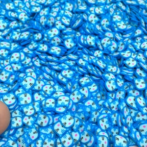 Blue Cat Fimo Slices - Kitten Polymer Clay Embellishments for Slime, Nails, or Resin Inclusions - Cute craft supplies - Kitty
