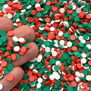 Fake Round Christmas Sprinkles for Slime or Decoden - Fimo Polymer Clay Cute Craft Supplies - Resin Inclusions - Faux Food