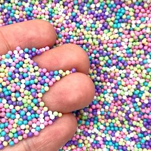 Spring Colors Fake Nonpareils - Round Glass Candy Sprinkles for Slime, Decoden, Resin, or Fake Bakes - Cute Craft Supplies