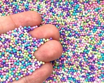 Spring Colors Fake Nonpareils - Round Glass Candy Sprinkles for Slime, Decoden, Resin, or Fake Bakes - Cute Craft Supplies