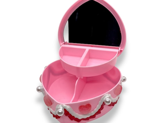Pink Heart Cake Box - Decoden Plastic Jewelry / Trinket Storage