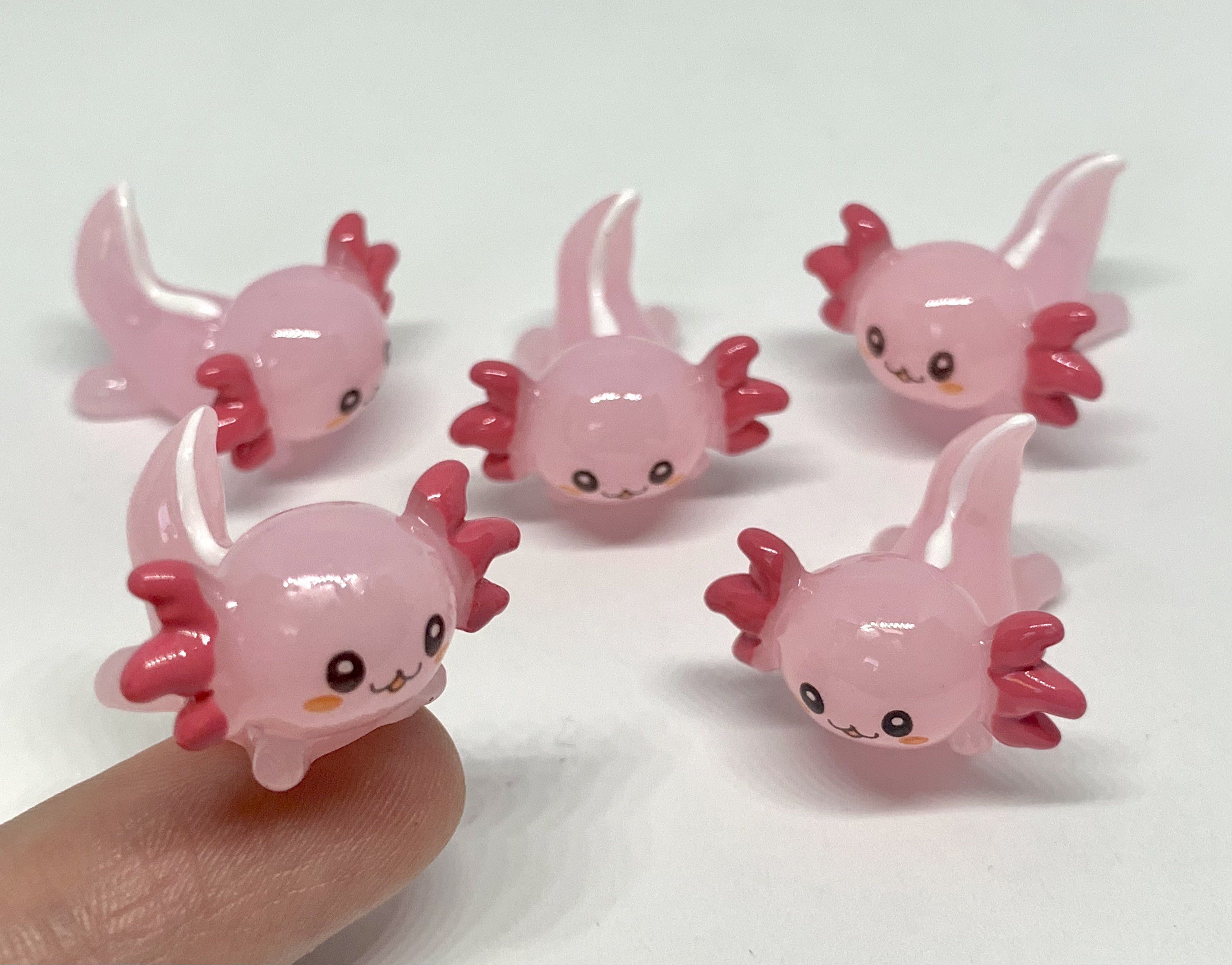Junkin 24 Pcs Pink Mini Axolotl Charms for Jewelry Making Resin