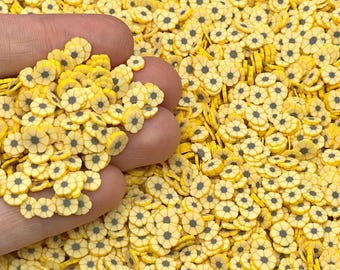 Sunflower Fimo Slices - Yellow Flower Polymer Clay Embellishments for Slime, Decoden, or Resin Crafts