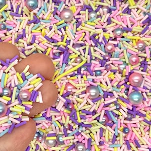 Pastel Fake Sprinkles and Pearls Mix - Clay Sprinkles for Slime, Decoden, Fake Bakes, or Resin Inclusions