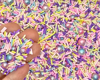 Pastel Fake Sprinkles and Pearls Mix - Clay Sprinkles for Slime, Decoden, Fake Bakes, or Resin Inclusions