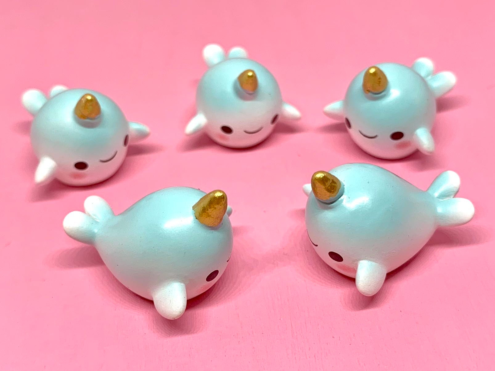 5pcs Pink Axolotl Miniatures Resin Cabochons for Slime or Decoden