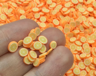 Orange Fimo Slices - Mini Fruit Embellishments for Slime, Decoden, or Resin Inclusions - Polymer clay craft supplies