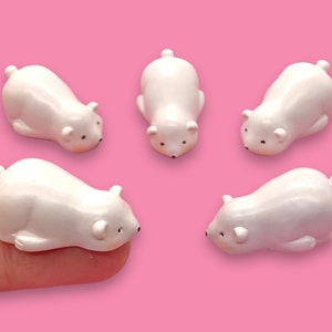 10pcs Polar Bear Miniatures - Kawaii Resin Cabochons for Slime or Decoden - Mini Fairy Garden Animals - Slime Charms