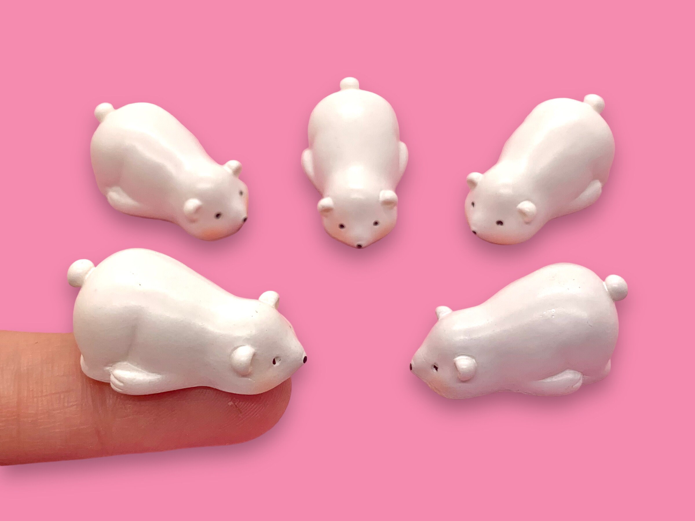10pcs Polar Bear Miniatures - Kawaii Resin Cabochons for Slime or Decoden - Mini Fairy Garden Animals - Slime Charms