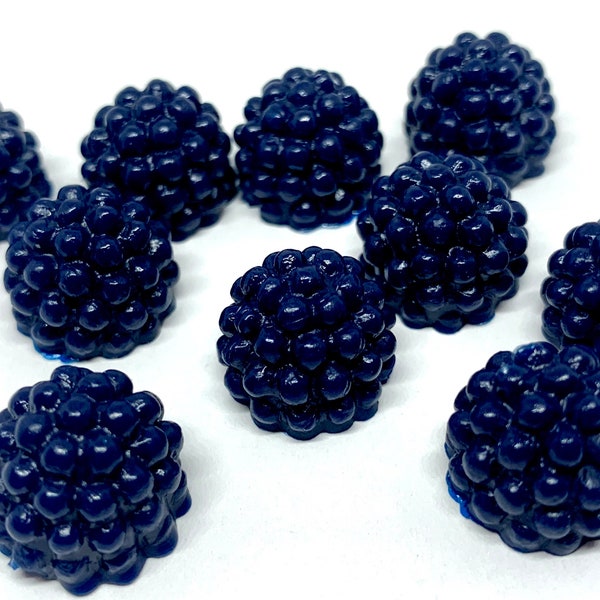 10pcs Fake Blackberries - Realistic Faux Fruit for Slime, Fake Bakes, or Decoden - 3D Resin Cabochons - Cute Craft Supplies