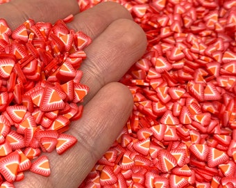 Strawberry Fimo Slices - Polymer Clay Fruit Embellishments for Slime, Nails, or Resin Inclusions - Cute Food craft supplies