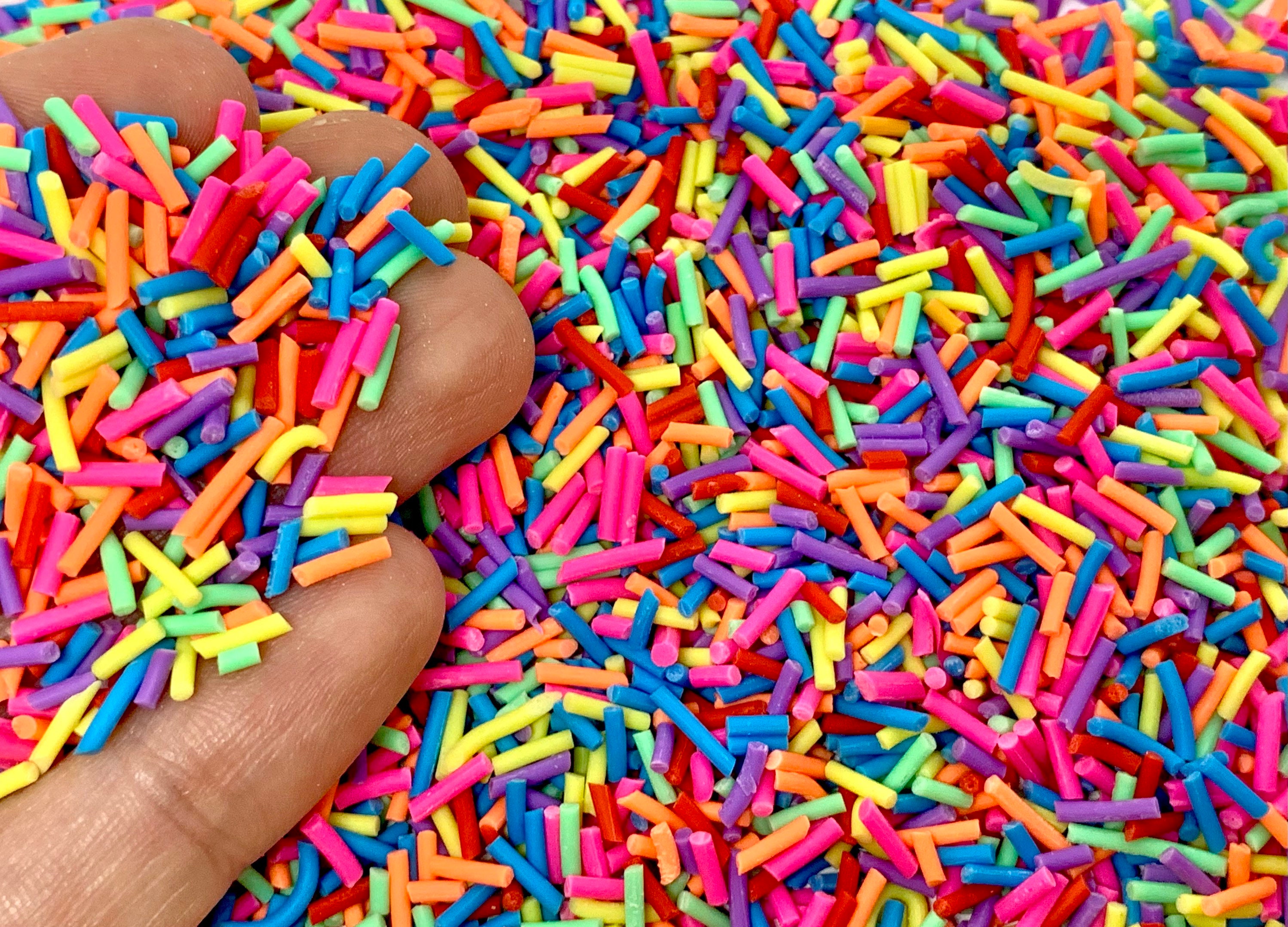 Fake Rainbow Sprinkles for Slime or Decoden - Clay Sprinkles  - Fimo Polymer Cute Craft Supplies - Resin Inclusions - Faux Jimmies