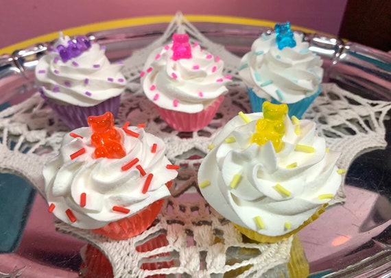 Mini Gummy Bear Fake Cupcake - Realistic Faux Sweets - Tiered Tray Decor