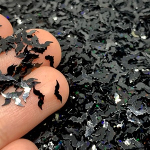 Bat Confetti - 5g to 50g Halloween Sparkles - Sequins for Resin Crafts - Black Shaped Glitter