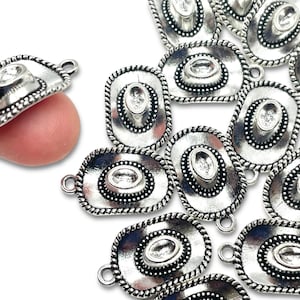 10pcs Cowboy Hat Charms - Western Jewelry Charms - Silver Tone Antique Finish Jewelry Findings and Supplies