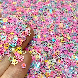 Pastel Colorful Star Glitter - 5g to 50g Rainbow Sparkles - Mixed Colors Stars Sequins Confetti