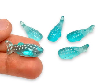 10pcs Whale Shark Miniatures - Resin Cabochons for Slime or Decoden - Mini Fairy Garden Animals - Slime Charms
