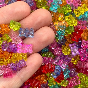 50pcs Small Gummy Bear Beads - Acrylic Candy Jewelry Supplies - 3D Plastic Charms