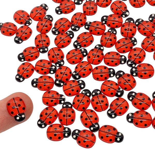 20pcs Flatback Ladybug Charms - Cute Resin Cabochons for Slime or Scrapbooking - Kawaii Craft Supplies