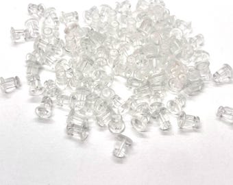 100pcs Silicone Earring Backs - Stoppers for Earrings - Bell Shaped Clear Ear Nuts
