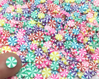 Colorful Candy Fimo Slices - Rainbow Polymer Clay Embellishments for Slime, Decoden, or Resin Inclusions