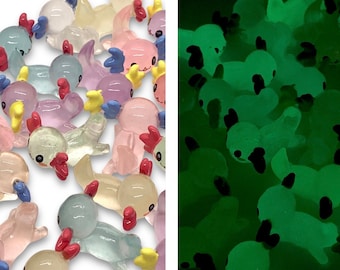 10pcs Glow in the Dark Axolotl Miniatures - Resin Cabochons for Slime or Decoden - Mini Fairy Garden Animals - Slime Charms