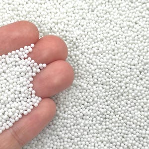 Fake White Nonpareils - Round Glass Candy Sprinkles for Slime, Decoden, Resin, or Fake Bakes - Cute Craft Supplies