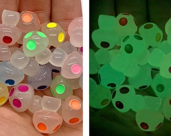 10pcs Miniature Glow in the Dark Mushrooms - Resin Cabochons for Slime or Decoden - Mini Fairy Garden Decor - Slime Charms