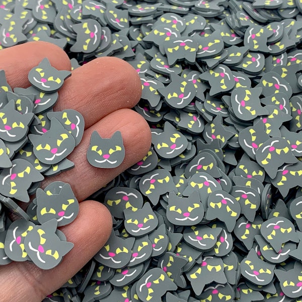 Large Gray Cat Fimo Slices - Polymer Clay Animal Confetti for Slime, Decoden , or Resin Inclusions - Cute craft supplies - Kitty