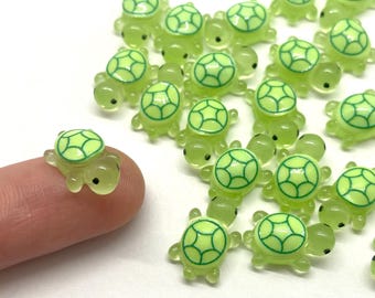 10pcs Tiny Resin Turtles - Miniature Fairy Garden Animals - Mini Decoden Cabochons - Slime Charms