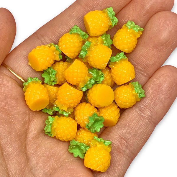 10pcs Tiny Resin Pineapples - 3D Cabochons for Slime, Decoden, Jewelry Making - Fruit Slime Charms