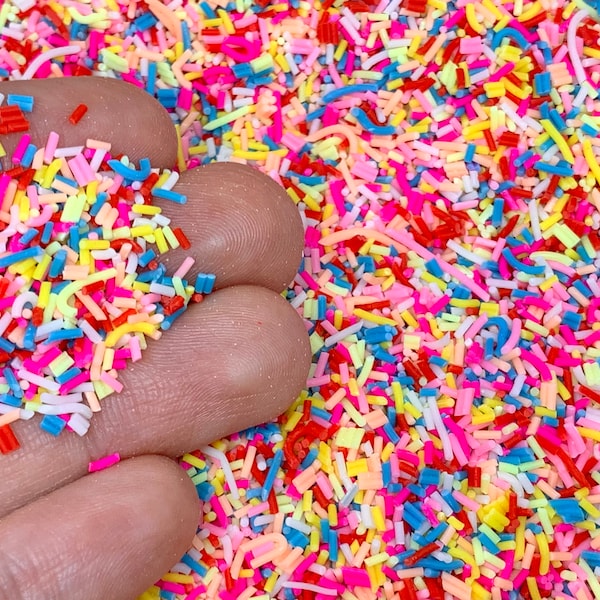Tiny Clay Sprinkles - Fake Rainbow Sprinkles - Slime Sprinkles - Cute Craft Supplies - Resin Inclusions