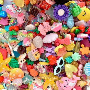 20pcs Random Surprise Resin Cabochons - Flatback Charms for Slime or Decoden Variety Value Pack - Mixed