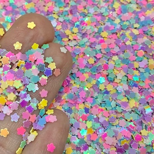 Pastel Flower Glitter - 5g to 50g Rainbow Sparkles - Colorful Kawaii Stars Sequins Confetti