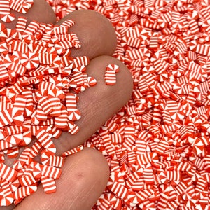 Candy Cane Fimo Slices - Fake Christmas Sprinkles - Holiday Slime Charms - Cute Craft Supplies - Polymer Clay Resin Inclusions