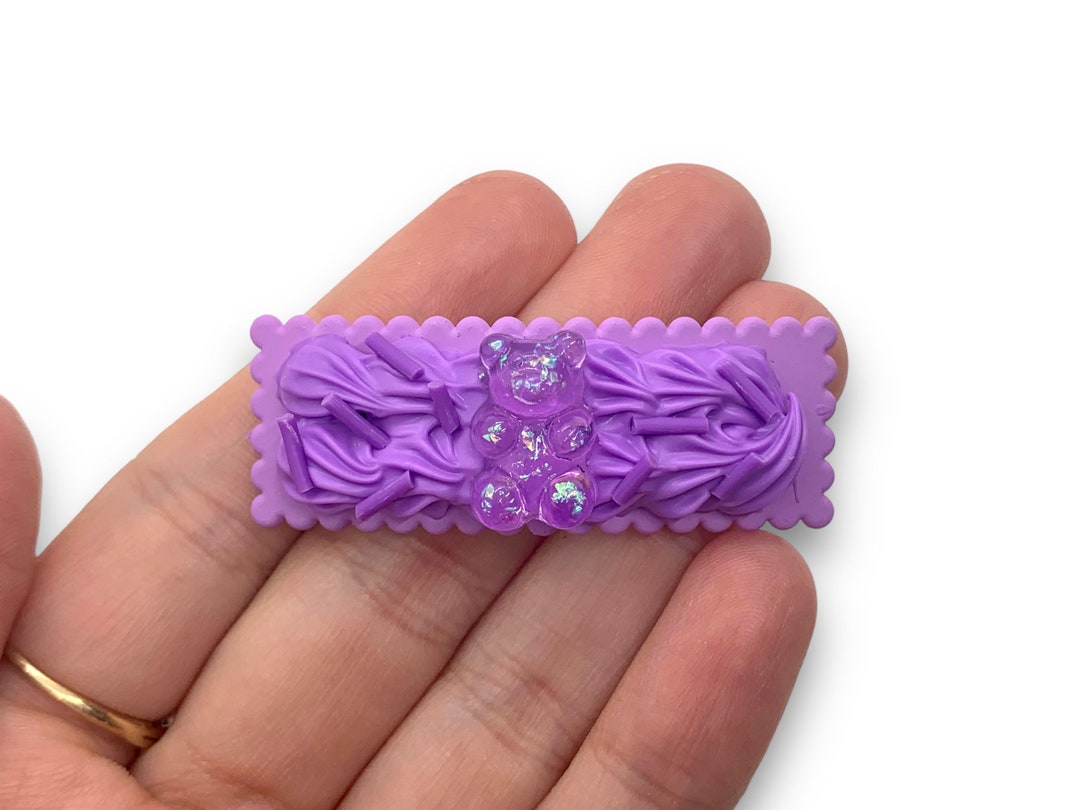 Handmade Purple Gummy Bear Cake Hair Clips Kawaii Decoden Accessories