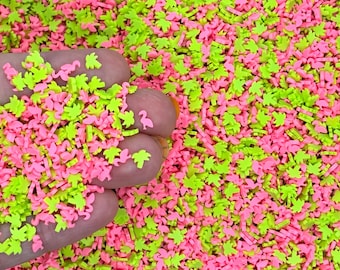 Flamingo and Palm Tree Fake Sprinkles - Tropical Summer Fimo Slices for Slime, Decoden, or Resin - Beach Polymer Clay Confetti