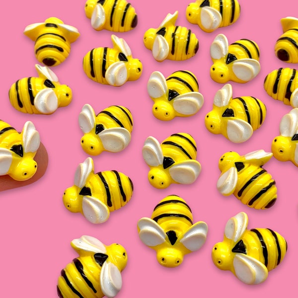 10pcs 3D Bee Cabochons - Resin Flatbacks for Decoden or Slime Charms