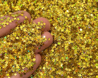 Gold Star Glitter - 5g to 50g Sparkles - Stars Sequins - Holographic Confetti