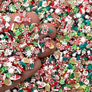 Christmas Clay Sprinkles and Slices Mix - Fimo Slices - Fake Sprinkles - Holiday Slime Sprinkles - Polymer Clay Confetti - Resin Inclusions