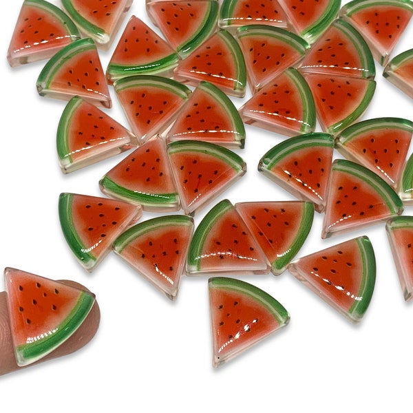 10pcs Watermelon Cabochons - Flatback Resin Charms for Slime or Decoden - Cute Fruit Cabochon - Kawaii Craft Supplies