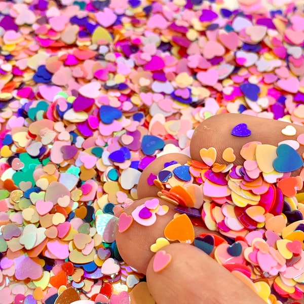 Mixed Heart Glitter - 5g to 50g Sparkles - Hearts Sequins - Valentines Day Confetti