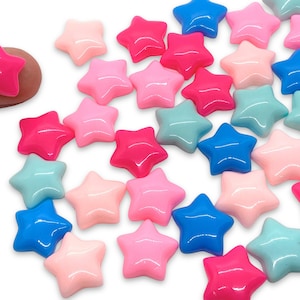 20pcs Star Cabochons - Pink and Blue Flat Back Resin Slime Charms - Kawaii Decoden Supplies -