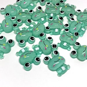 10pcs Sparkly Frog Cabochons - Resin Decoden or Slime Charms - Cute Animal Flatbacks